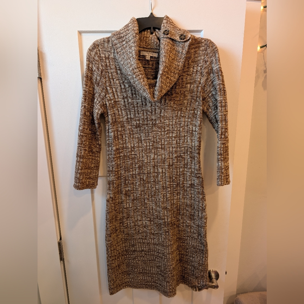 Sandra Darren Brown Knit Sweater Dress
